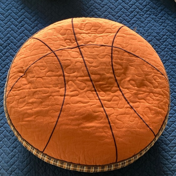 Authentic‎ Kids Basketball Pillow 17" Diameter 3" Deep Soft Sports Bedding - Picture 1 of 6